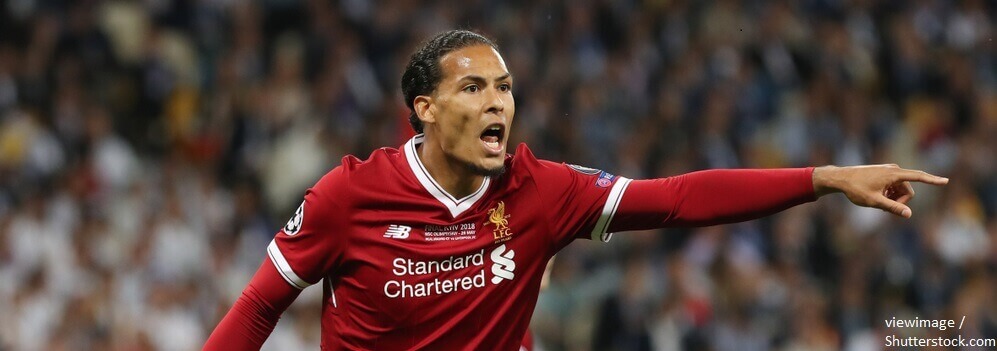 KYIV UKRAINE MAY 26 Virgil Van Dijk in action during the UEFA Champions League final match between Real Madrid vs Liverpool FC at the NSC Olimpiyskiy stadium in Kiev on 26 May 2018