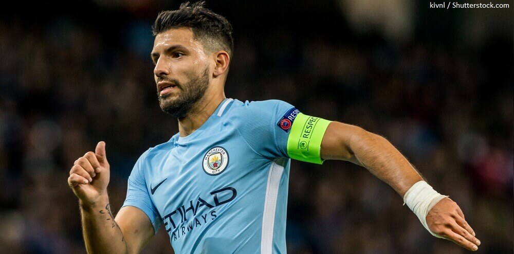 BANNER Sergio Aguero During the Champions League match Manchester City
